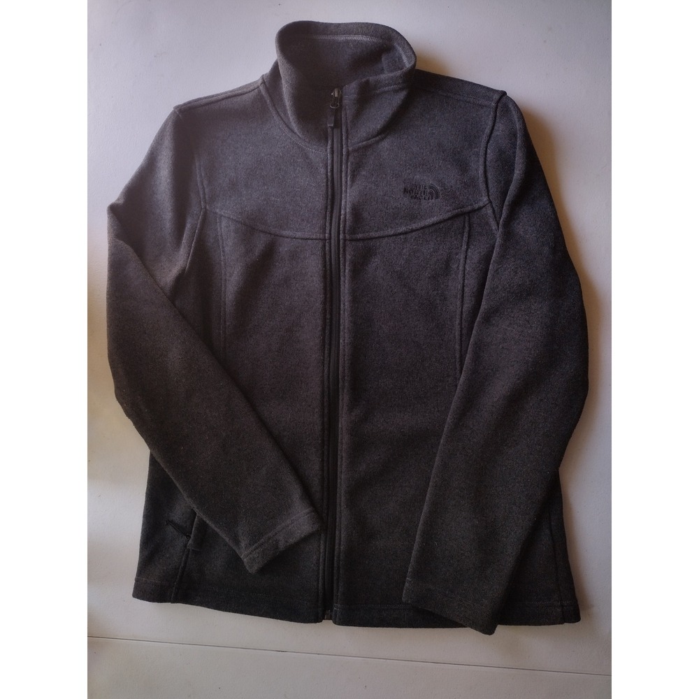 The North Face Womens XL Full Zip Fleece Jacket Charcoal Gray Sweater Knit